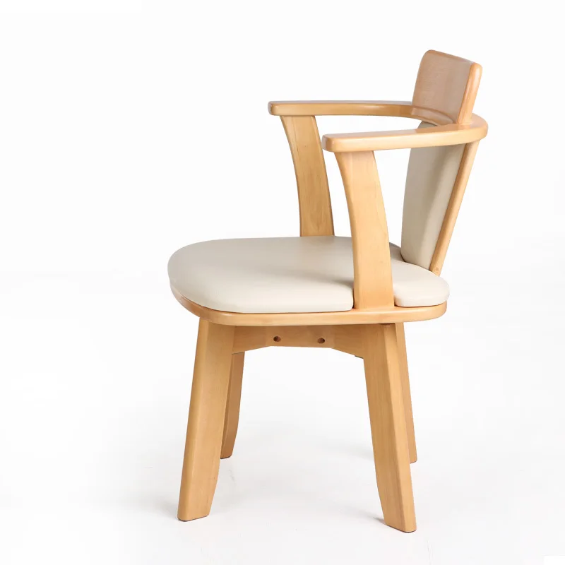 Современный китайский бытовой стул из цельного дерева Многофункциональный стабильный компьютерный стул с подлокотником обеденный стул вращающийся деревянный стул