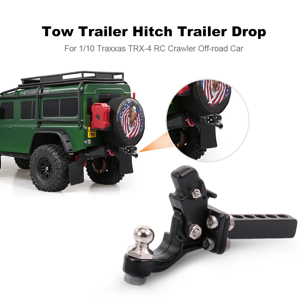 RC Car Tow Trailer Hitch Trailer Drop for 1:10 Traxxas TRX-4 RC Crawler Off-road Cars RC Car Tow Trailer Hitch Trailer Drop for 1:10 Traxxas TRX-4 RC Crawler Off-road Cars