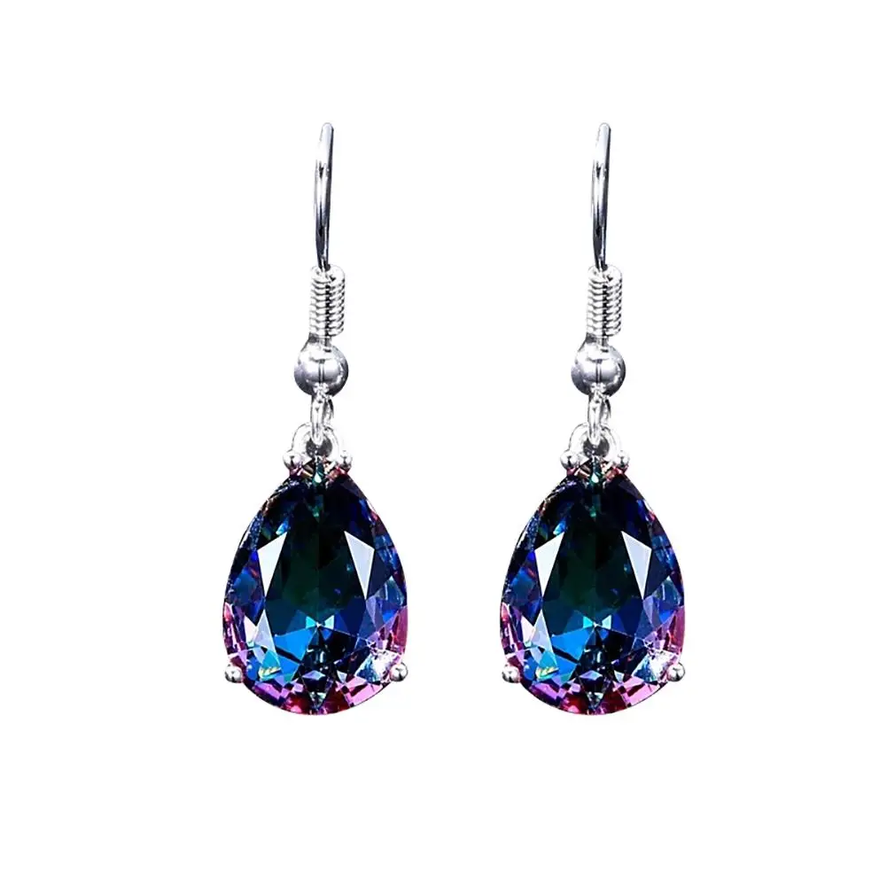 

Fashion Multi-color Faux Gem Water Drop Pear Hook Earrings Party Jewelry Ear Drop
