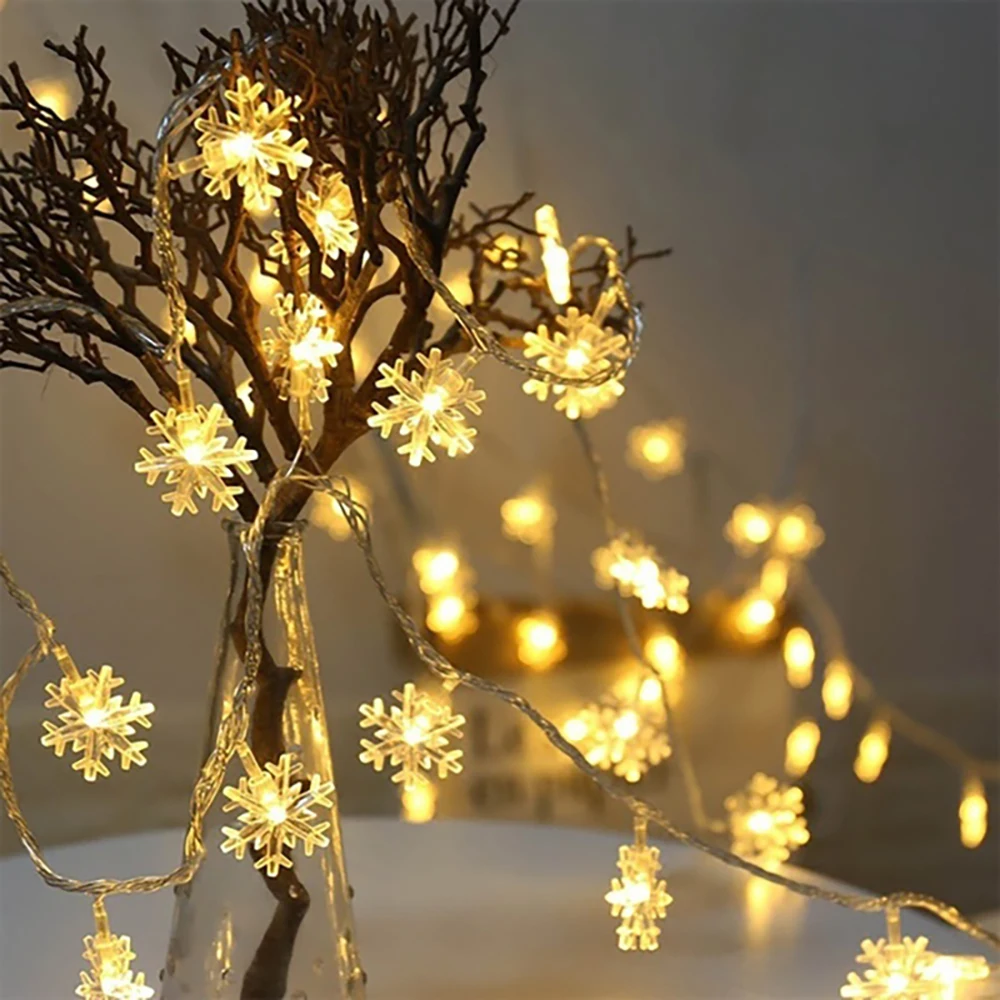 

3M/6M 20/40 Leds Battery Snow Flakes Led String Fairy Light Xmas Party Home Wedding Garden Garland Decoration for Christmas Tree