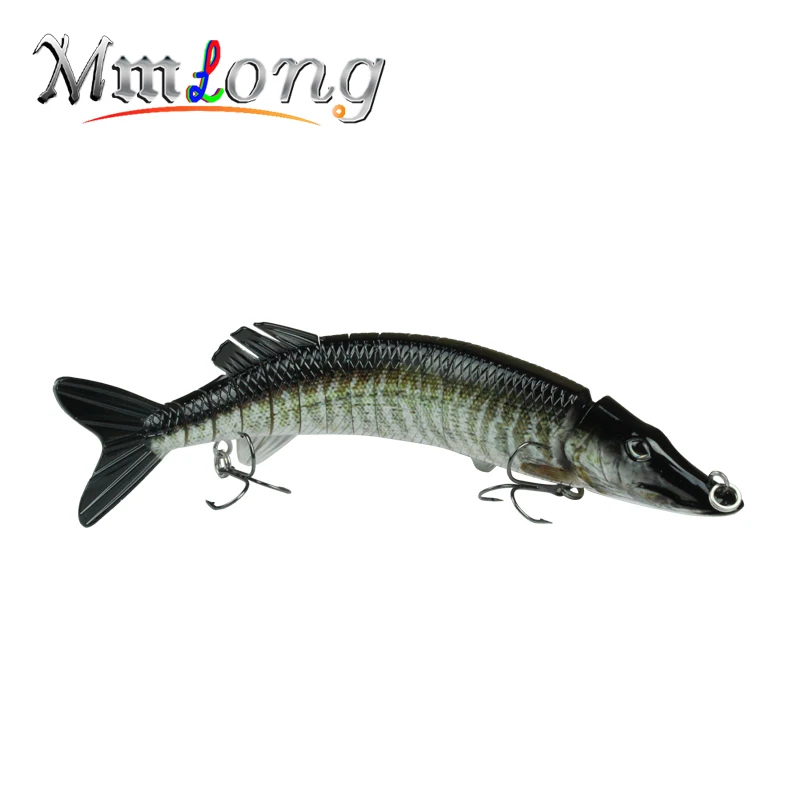 MMlong Artificial Lures Crankbait Slow Sink Swimbait 8 Segment Lure 3# Hook Fishing Tackle Hard Lifelike Bait MML-15B