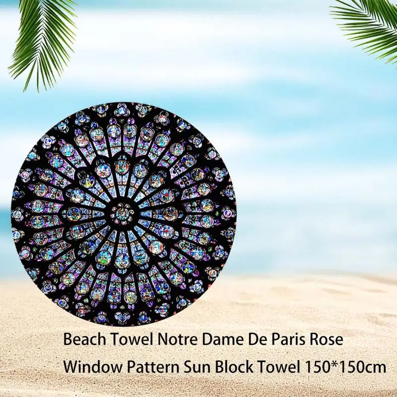 

Microfiber Beach Towel Notre Dame De Paris Rose Window Pattern Sun Block Towel Sport Yoga Blanket Swimming Bath Towel p25