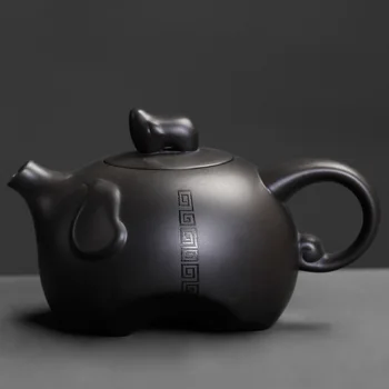 

China Yixing purple sand clay pot handmade mud tea kettle anti scalding home suite kung fu puer tea set minimalist office kettle