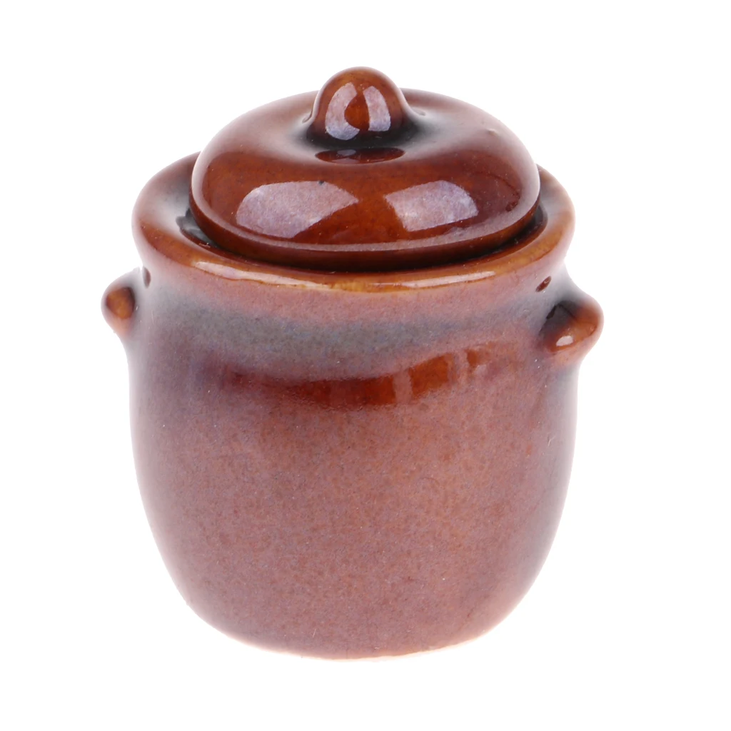 

1/12 Dolls House Miniature Porcelain Pot Lid Set Kitchen Cookware Cooking Kit Accessory Kids Pretend Toy