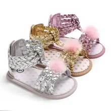 Сандалии на мягкой подошве для новорожденных девочек; кожаные однотонные сандалии на плоской подошве с застежкой-липучкой; летние сандалии для маленьких детей 0-18 месяцев