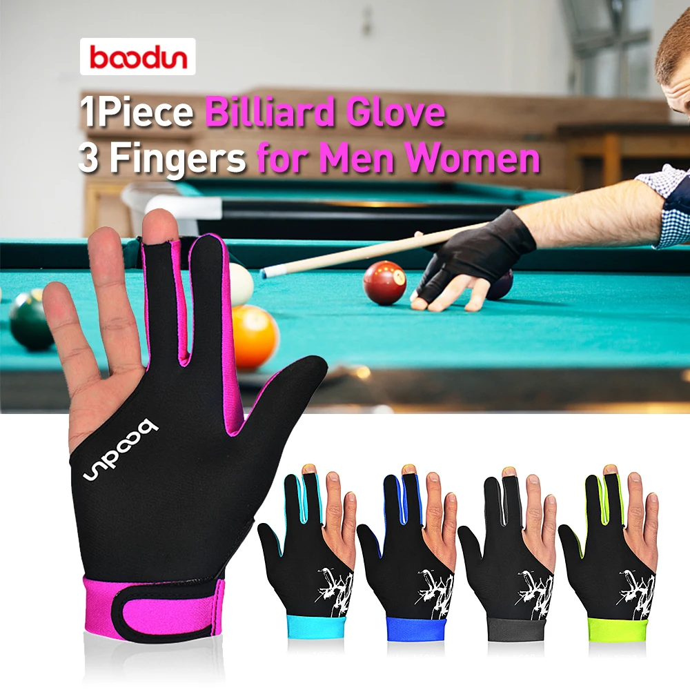 

BOODUN 1 Piece 3 Fingers Cue Billiard Glove Men Women Sports Glove Billiard Shooters Right Left Interchangeable Snooker Gloves
