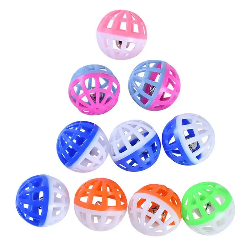 

Pet Cat Toy Bell Ball 10Pcs Two Color Bell Vocal Ball Set For Parrot Bird Hamster Non Toxic Plastic Universal Toy