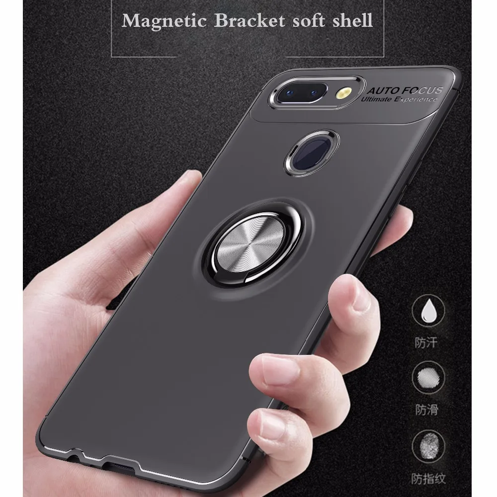 

OPPO K1 R15X 360 Degree Rotation Ring Silicon Cover for OPPO F5 A73 A5 A3S Shell OPPO F9 Pro Magnetic Car Holder Ring TPU Case