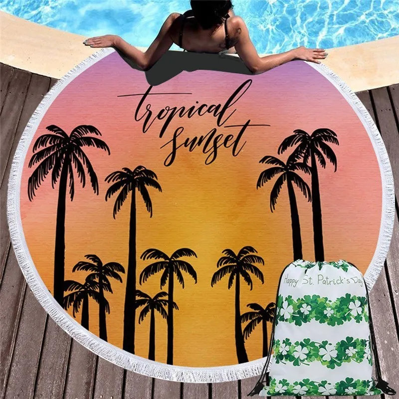 

Plants Series Summer Beach Towel 150cm Round Swimming Sunbathing Towel Home Decor Wall Tapestry Yoga Picnic Blanket