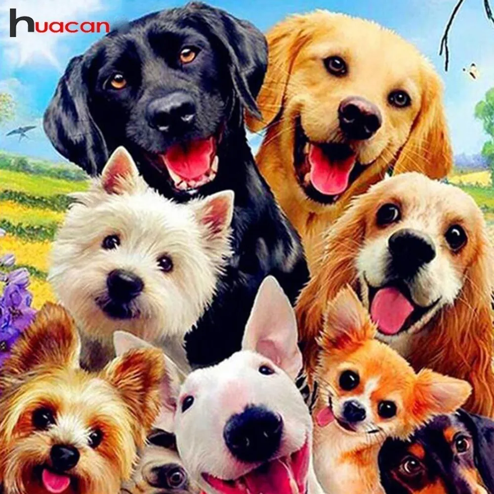 

HUACAN Diamond Embroidery Animals 5D DIY Diamond Painting dogs Cross Stitch Full Square Drill Picture Of Rhinestone Handmade