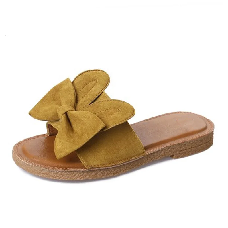 

SAILING LU Summer Women Slippers Cute Butterfly-knot Outdoor Casual Flat Shoes Soft Beach Slides Comfort Female Shoes XWT1163