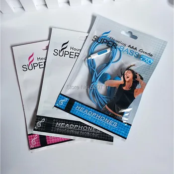 

300pcs earphone headphone Retail Plastic packaging bag, music Headset Package cell phone Earphone pack bag