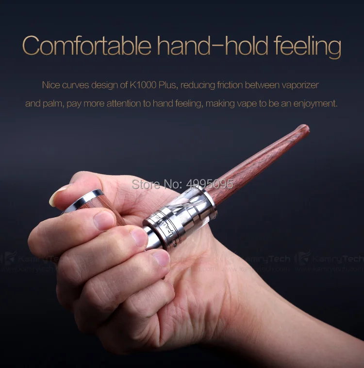 

Original Kamry K1000 Plus E-Pipe Kit E-cigarette with Extra 5pcs K1000 Plus Atomizer Coil Wooden E Pipe Mod and 1100mAh Battery