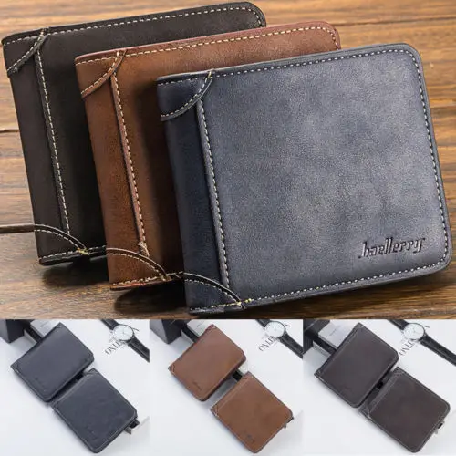 Mens Casual Wallets Leather Short Foldable Wallet Purse 17 Credit Cards Holder