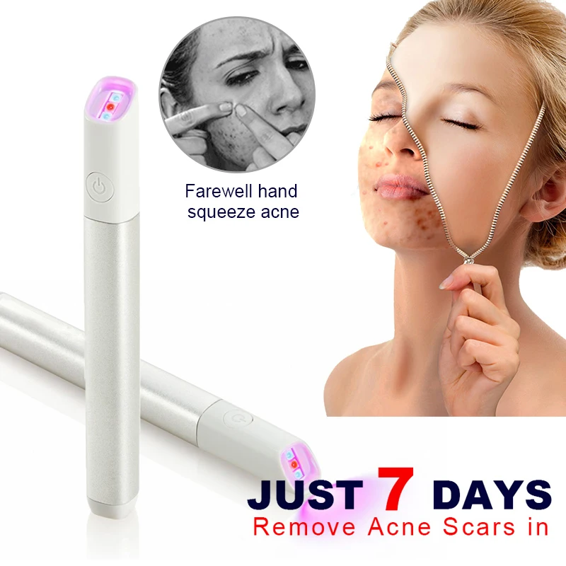 

1pc Medical Red Blue Light Therapy Acne Face Laser Varicose Veins Treatment Laser Pen Soft Scar Wrinkle Removal Treatment