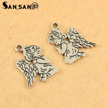 

10Pcs Antique Silver color Angel Shape Pendant Charm For DIY Drop Necklace Bracelet Fashion Jewelry Accessories 23*17mm