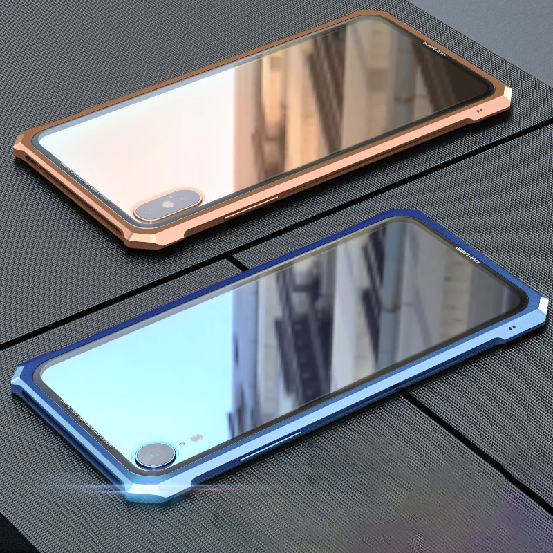 Clear Phone Case For iphone X XR XS Max Luxury Metal Bumper+Tempered Glass Back Case Cover Coque Capa For iPhone 7 8 plus Fundas Clear Phone Case For iphone X XR XS Max Luxury Metal Bumper+Tempered Glass Back Case Cover Coque Capa For iPhone 7 8 plus Fundas