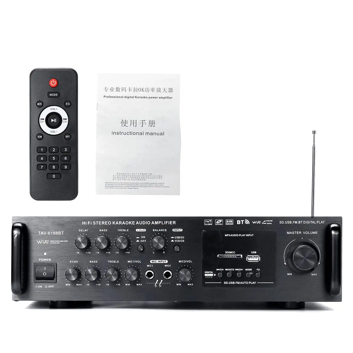 Усилитель мощности для автомобиля 2000 Вт 220 В bluetooth USB SD FM BT|Стереоусилители| |