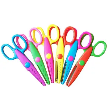 

6pcs Assorted Colors Kids Smart Paper Edger Scissors Craft Cut Handicraft Scrapbooking DIY Photos Album Wave Lace Edge Scissors