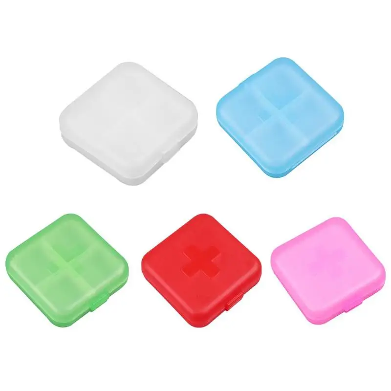 

1pc Portable 4 Grids Pill Box Drug Tablet Medicine Storage Holder Splitter Case Storage Organizer Container Case