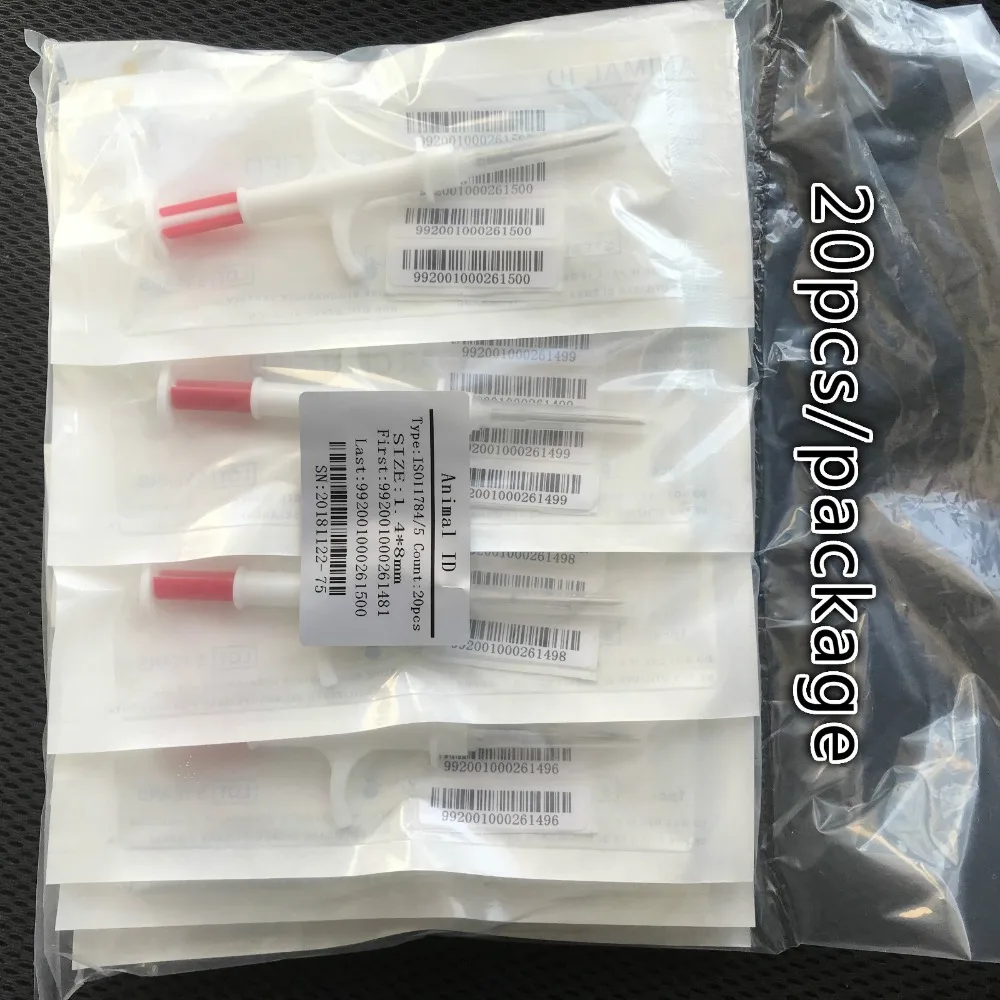 

1pcs/lot 134.2KHz ISO FDX-B Animal Dogs 1.4*8mm Pet Microchips Transponder Syringe animal Id Implantable Syringe injector
