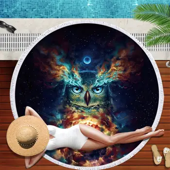 

Printed Owl Beach Towel Round Microfiber Beach Towels Large Blanket Picnic Yoga Mat Travel Sunbath Bath Towel Toalla De Playa