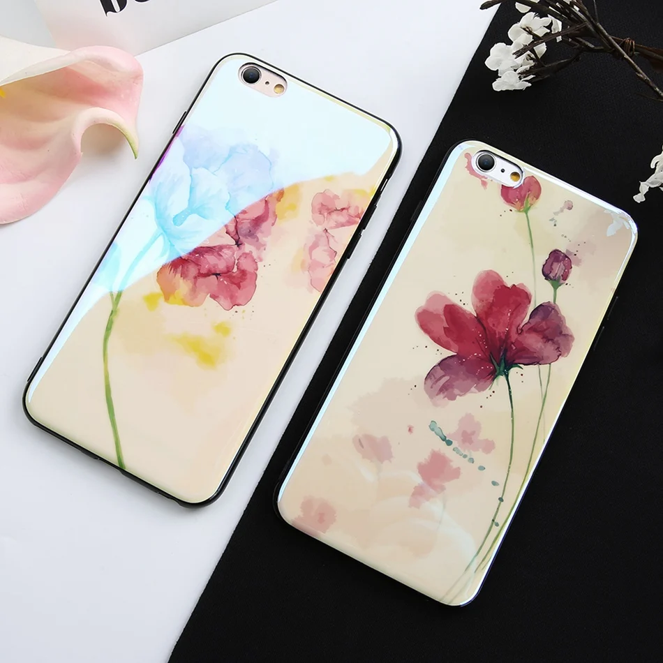 KISSCASE Blue Ray Phone Case For iPhone 7 8 Cover Flower Patterned X 6 6S Plus Cases Soft Silicone Capinha |