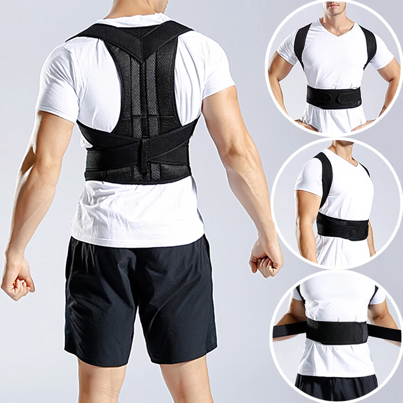 

Men Women Posture Corrector Back Support Brace Adjustable Elastic Mesh Straps Sponge Quilted Back Design Shoulder Support Vest