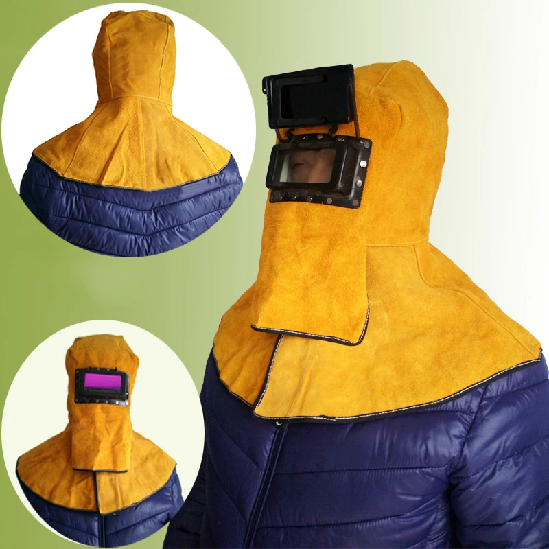 Filtro de Escurecimento Ossieao Novo Couro Solar Automático Lente Proteger Soldagem Pescoço Máscara Capacete