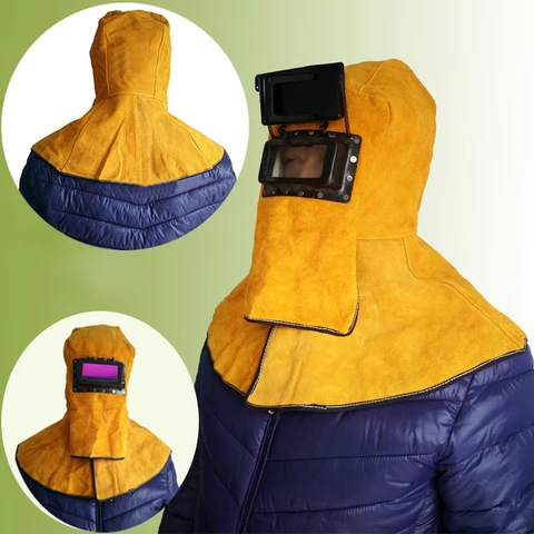 Filtro de Escurecimento Ossieao Novo Couro Solar Automático Lente Proteger Soldagem Pescoço Máscara Capacete