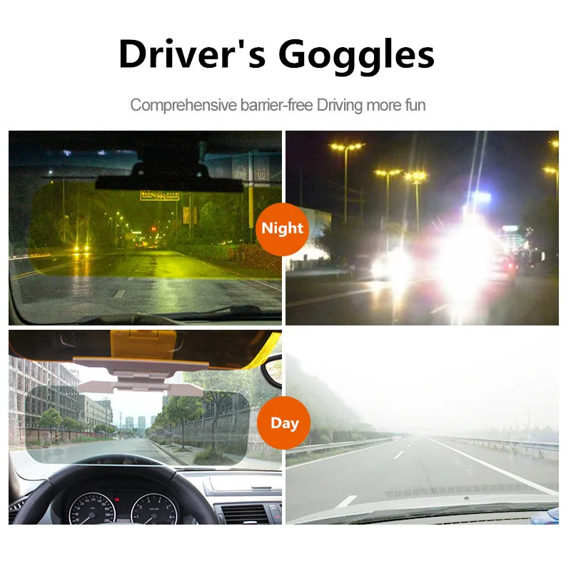 Автомобильный солнцезащитный козырек 2 в 1 ослепительные очки HD день очки ночного видения анти-ослепительный День ночного видения вождения зеркало ClearView Goggle