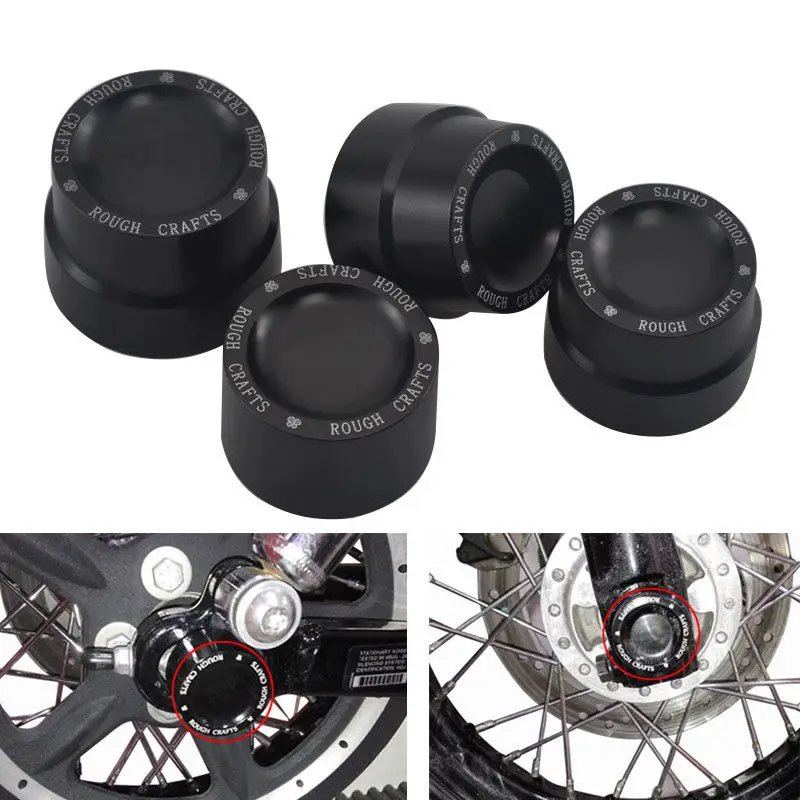 

Black Aluminum Rough Craft Carving Front & Rear Axle Nut Covers Caps Fit For Harley Sportster XL883 XL1200 Dyna Touring V-Rod