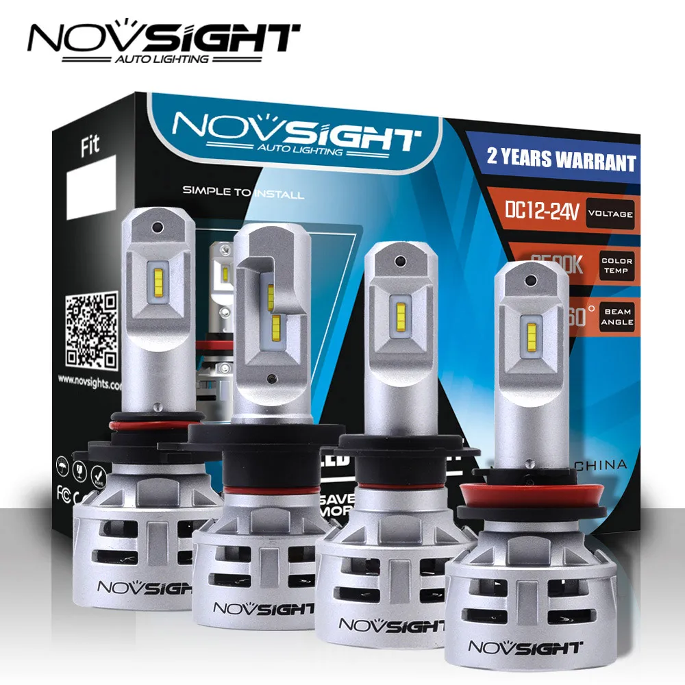NOVSIGHT HB3 светодиодный фары 9005 9006 H4 H7 H11 с высоким качеством CSP чипов 60 Вт 6500 к супер