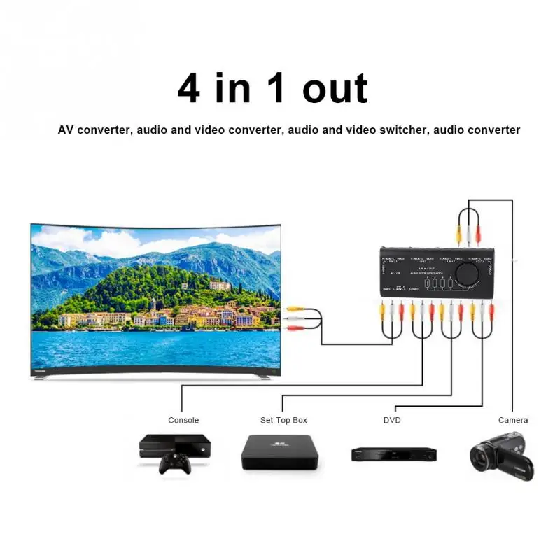 AV 109 4 в 1 выход RCA Переключатель Аудио Видео переключатель полосный сплиттер для