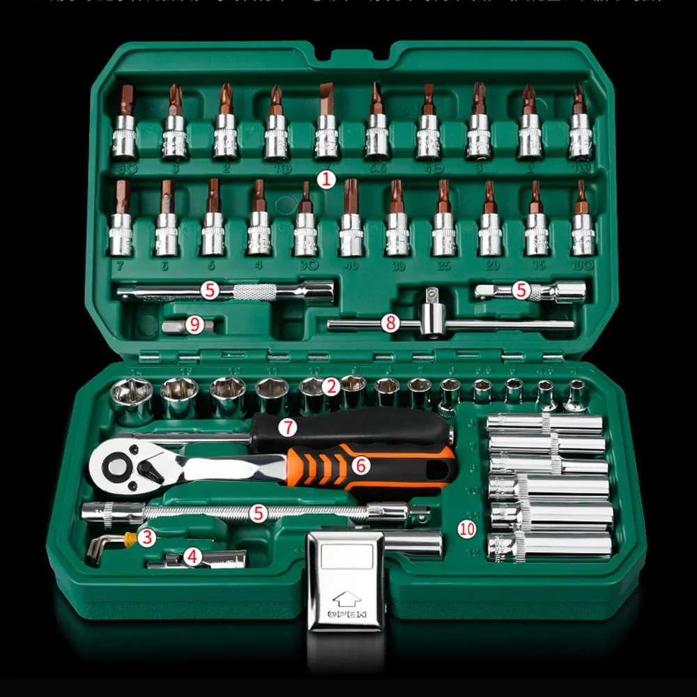 

46pcs/53pcs Professional Socket Wrench Ratchet Screwdriver Car Repair Tools Kit