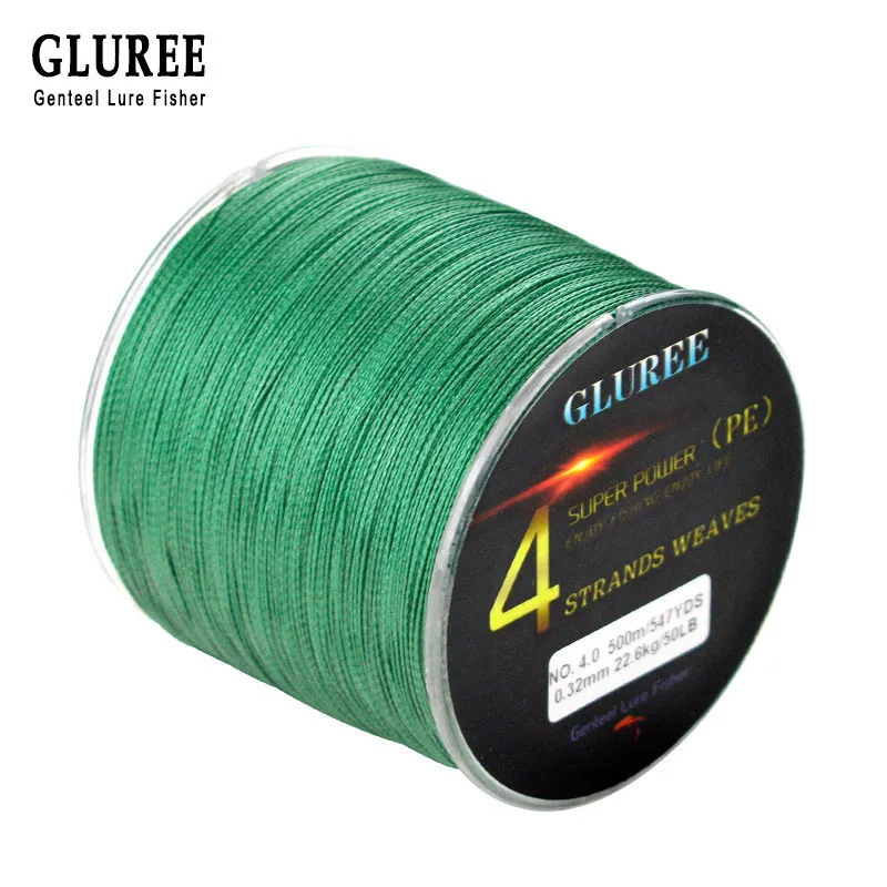 GLUREE 500M547Yards 4 تقف PE خط مضفر خيط صنارة الصيد 100% PE المتعددة الشعيرات خيط صنارة الصيد سوبر قوي عالية الجودة 15LB-50LB