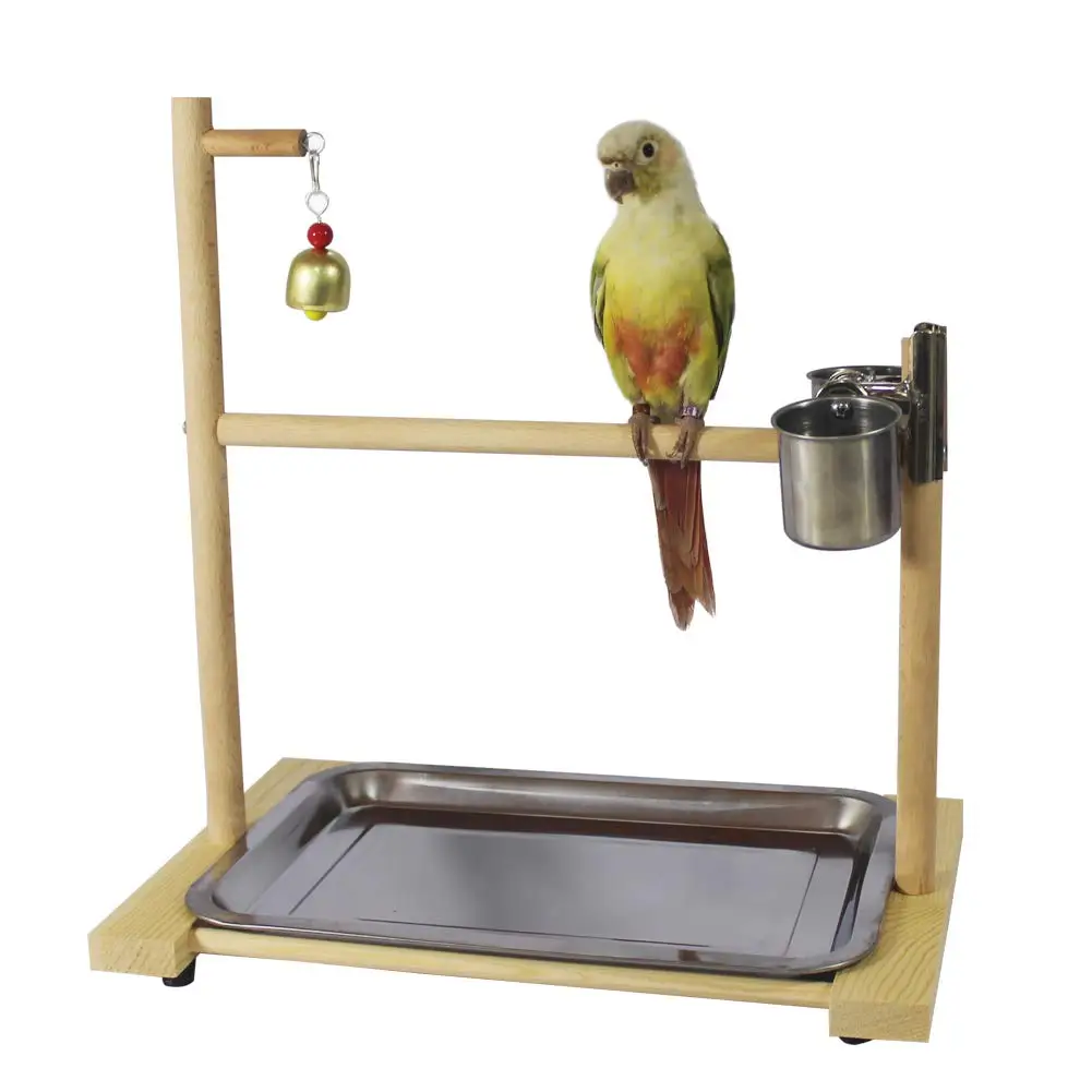 Bird Playground,Birdcage Parrot Perch Playstand Tabletop Feeder Cup