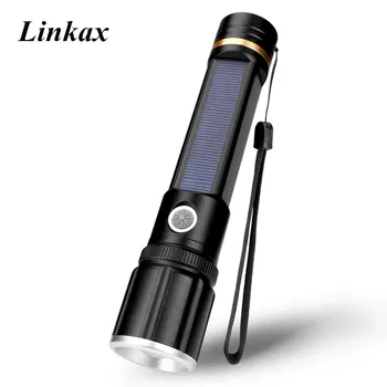 

Multi-function Outdoor Waterproof Flashlight Solar/USB Charging With Compass Power Bank Function Solar Flashlight Lamp Torch