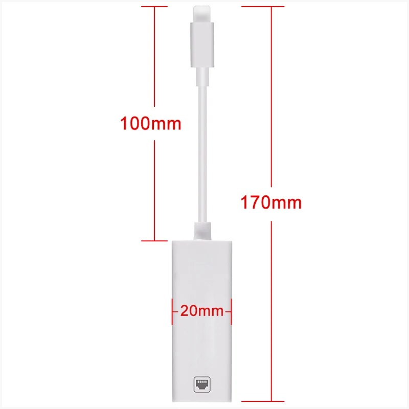 

100Mbps Network Cable Adapter For Lightning to RJ45 Ethernet LAN Wired Overseas Travel Compact For iPhone/iPad Series