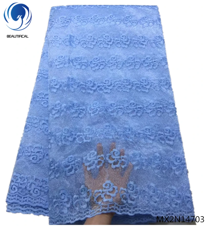 

Beautifical african french lace fabric blue african lace fabric light blue color nigerian lace fabrics for wedding 2019 MX2N147