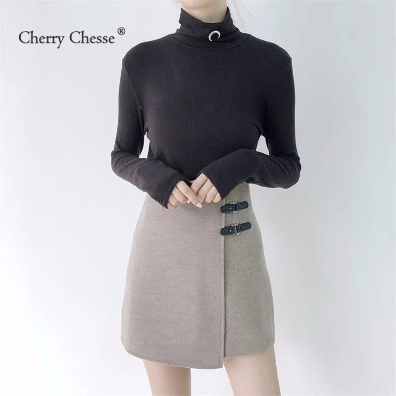 Cherry Chesse Офисные женские туфли Для женщин юбка империи Кнопка Асимметричная