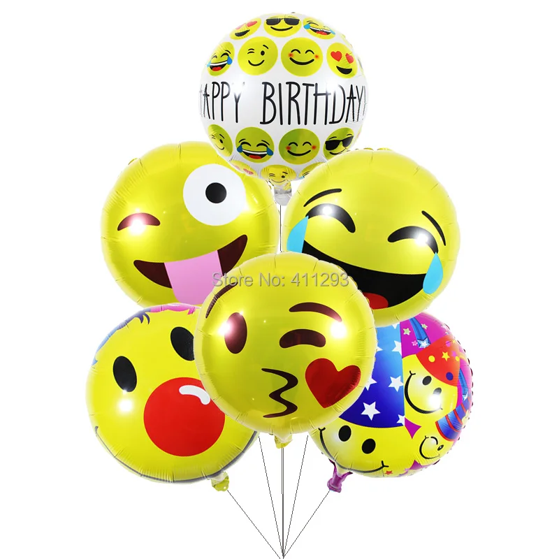 

3pcs/lot emoji balloons kids birthday party decorations smile face ballons funny photo props party favor globos foil balloons