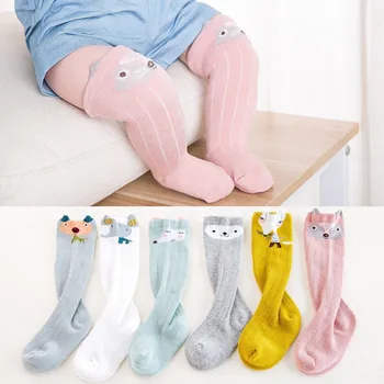 

0-3T Newborn Kids Baby Girls stocking cute cat lovely Cartoon Knee High Tights Stretch cotton Leg Warmer Stockings