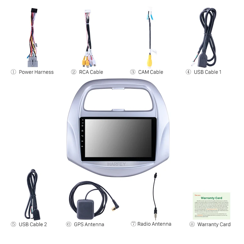 Flash Deal Harfey GPS Navi Autoradio for Chevy Chevrolet SPARK 2018 Android 8.1 9" Bluetooth with AUX WIFI SWC Rearview Camera DVR OBD 3