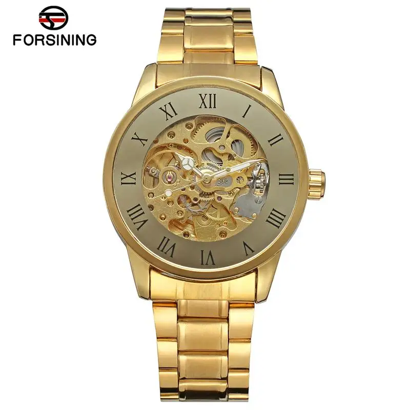 

Forsining 2019 Series Gold And White Special Hands Golden Die-Casting Case Watch Men Automatic Mechanical Watch Clock Men