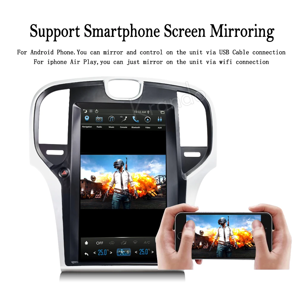 Cheap Krando Android 6.0 12.1" Tesla Vertical screen for Chrysler 300C 2013-2018 car radio gps navigation multimedia system WIFI 5