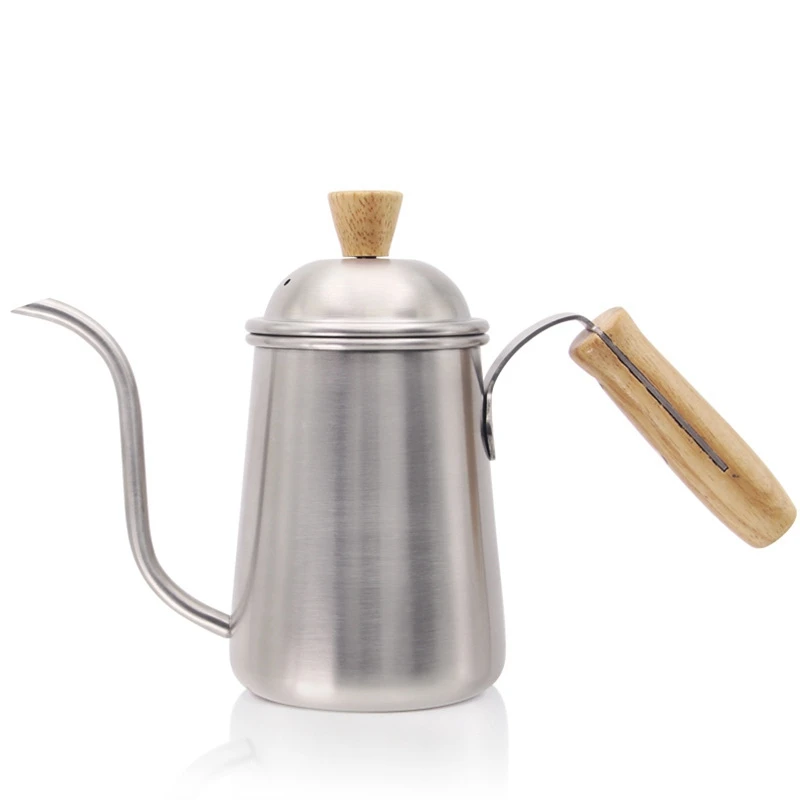 

650Ml Gooseneck Tea Kettle Long Narrow Spout Coffee Maker With Wooden Handle