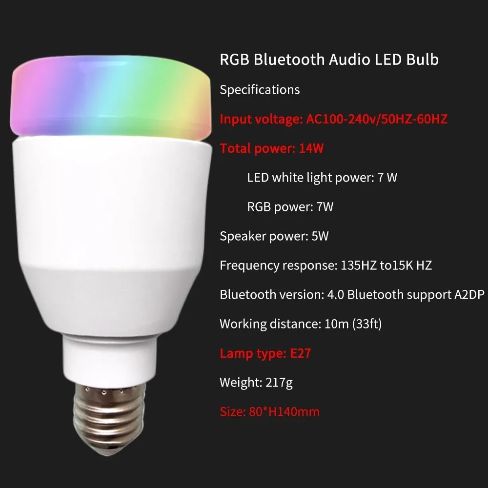 Bluetooth Колонка LKLTFX E27 светодиодная лампа RGB колонка с сабвуфером Мини Беспроводная