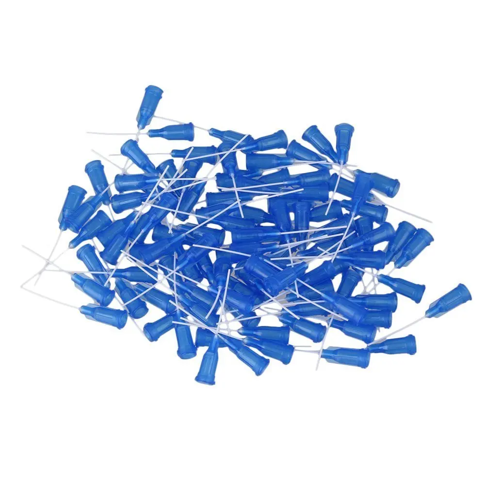 Blue 1 Inch 22Ga Plastic Spiral Connector Dispensing Needles With PP Blunt Tip Needle (Pack of 100) 100pcs dispensing valve plastic head tt oblique needle dispensing nozzle full plastic needle