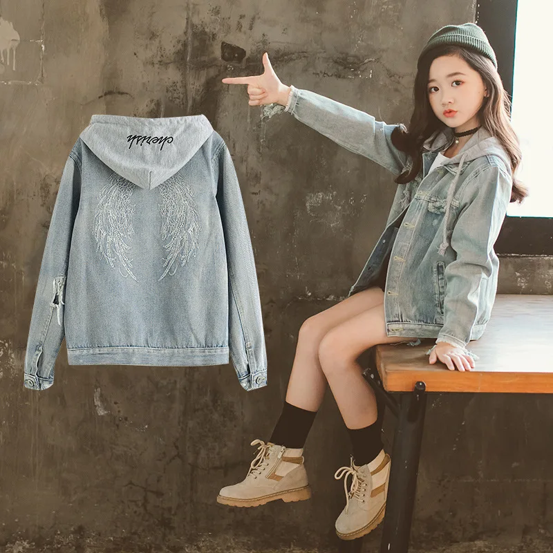 

2018 Autumn New Pattern Girl Fashion Jacket Fashionable Joker Cowboy Loose Coat